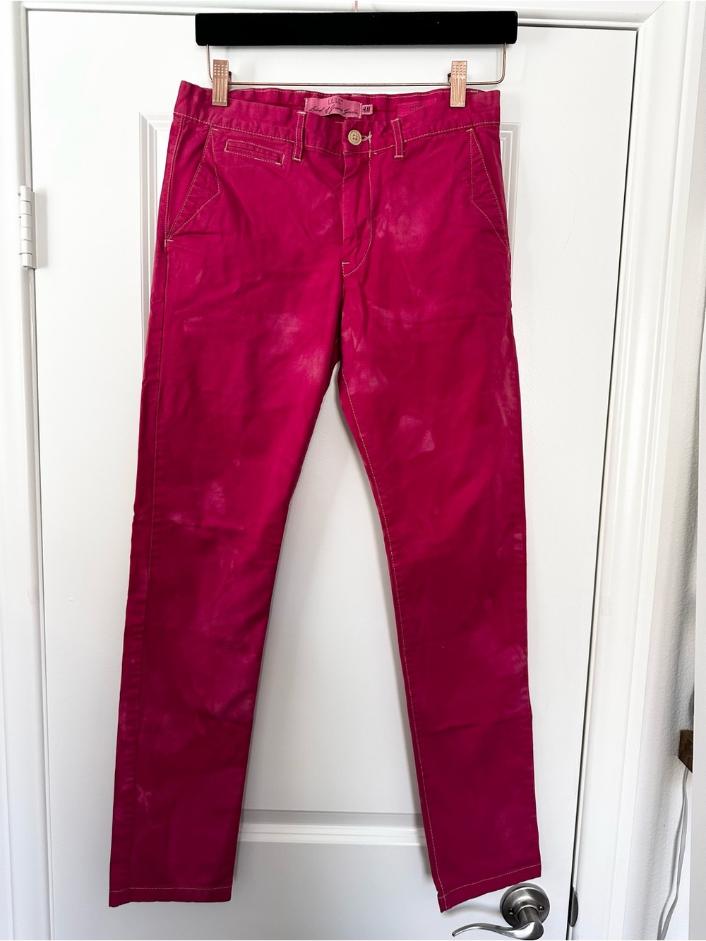 H&M Magenta Pink Acid Wash Skinny Jeans Y2K Color Denim Size 30
